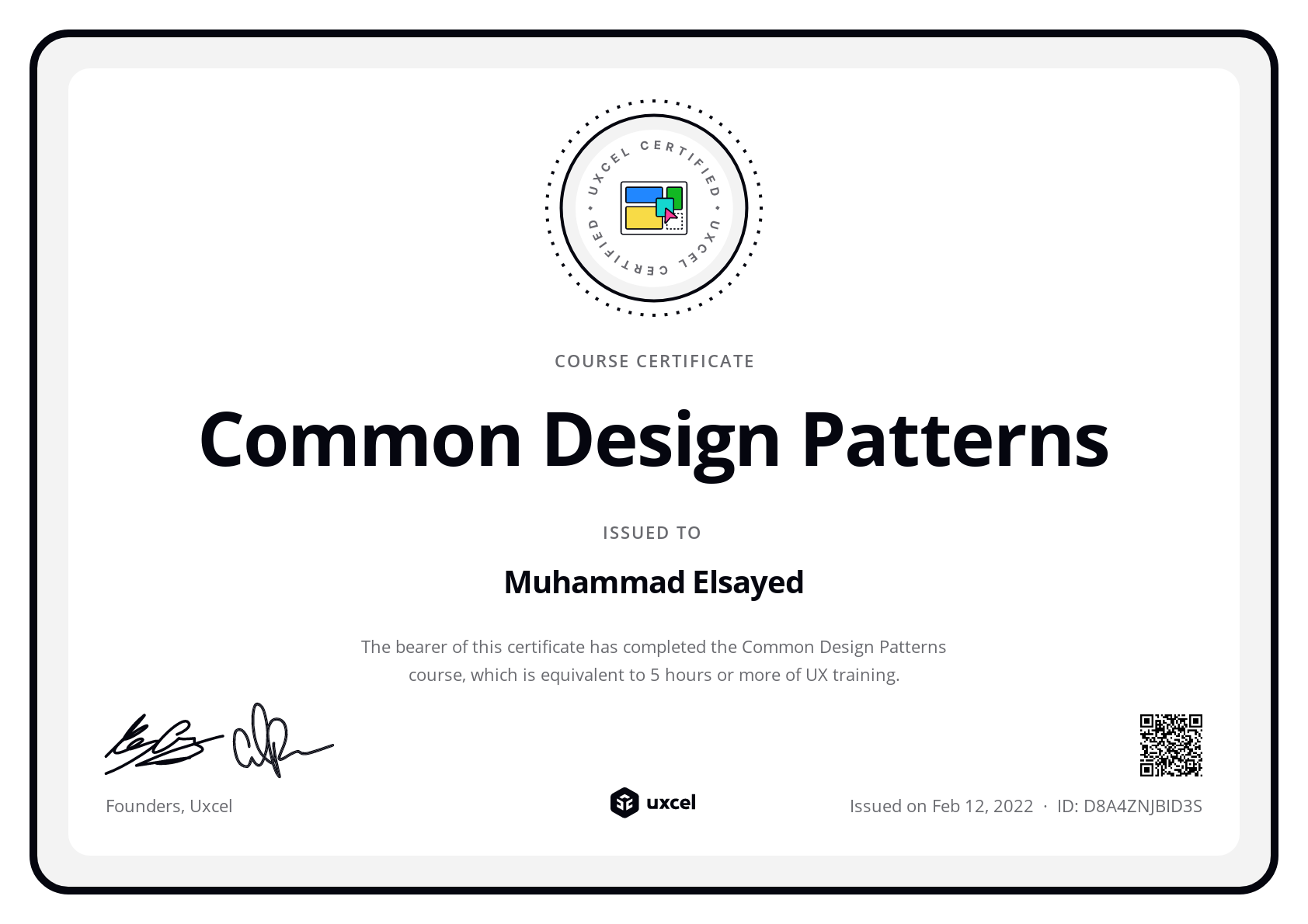 Muhammad Elsayed's certificate